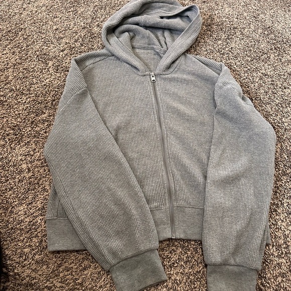 Abercrombie & Fitch Soft A&F Cozy Waffle Knit Zip Up Sweatshirt - Picture 1 of 2